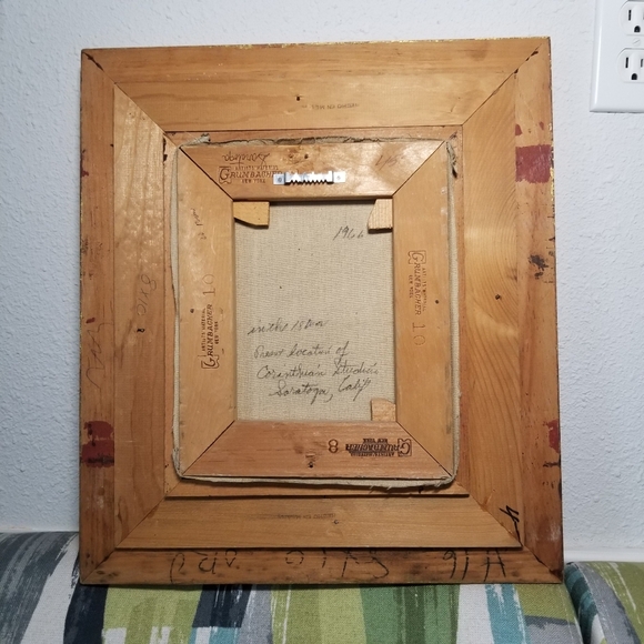 Original Oil Painting On Canvas Church Scene 1966 Signed Handcrafted Frame Vtg - Picture 9 of 16